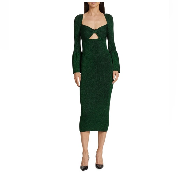 Self-Portrait Metallic Knit Cut-Out Midi-Dress, Medium, Christmas - Picture 2 of 7